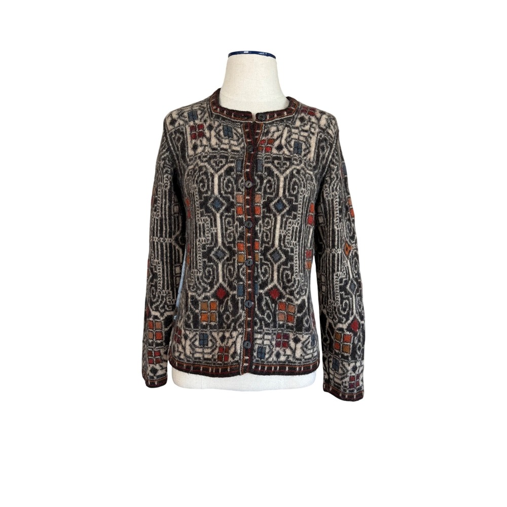 Vintage Intiwara Alpaca Geometric Button Front Cardigan